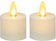 🕯️ luminara flameless tealight candles 2-pack - unscented ivory led with real-flame effect, flickering, smooth finish, flat edge логотип