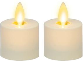 img 4 attached to 🕯️ Luminara Flameless Tealight Candles 2-Pack - Unscented Ivory LED with Real-Flame Effect, Flickering, Smooth Finish, Flat Edge