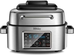 img 4 attached to BBday 10-in-1 Electric Indoor Grill Combo with Air Fryer, Roast, Bake, and Dehydrate – 1660W Stainless Steel Powerhouse