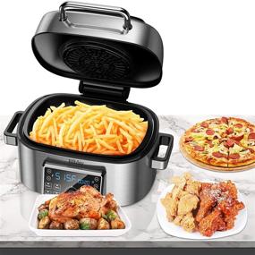 img 3 attached to BBday 10-in-1 Electric Indoor Grill Combo with Air Fryer, Roast, Bake, and Dehydrate – 1660W Stainless Steel Powerhouse