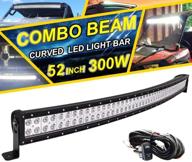 powerful and stylish: dasen 52 inch 300w curved led light bar with over windshield pro cage mount brackets & wiring kit for 2016-2021 can-am defender logo