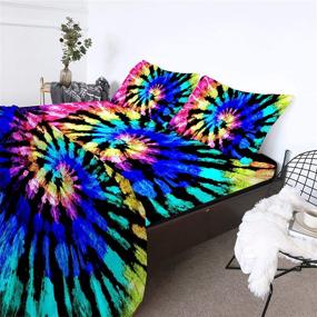 img 4 attached to 🛏️ Boho Tie Dye Twin Bed Sheet Set | Blue Bohemian Gypsy Design | Ultra Soft & Luxurious | 4 Piece Bedding Set with Flat Sheet, Fitted Sheet, and 2 Pillowcases | BlessLiving