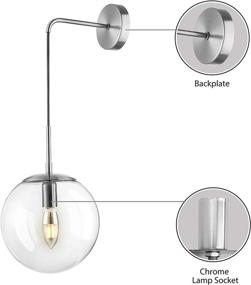 img 2 attached to SUSUO Contemporary Brushed Nickel Wall Sconce with Clear Globe Glass Shade - Perfect Vanity Lighting for Living Room, Bedroom, Hallway and Home Deco