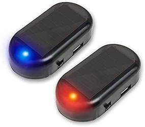 img 1 attached to 🚗 HUWUFUN Car Solar Power Alarm: Anti-Theft LED Flashing Security Light with USB Port (Blue+Red)
