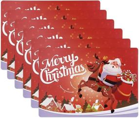 img 4 attached to 🎄 Высококачественные плакаты для Рождества BESTONZON в количестве 6 штук: термостойкий и водонепроницаемый набор плакатов на Рождество (17,3” X 11,8”) - украшение обеденного стола