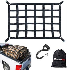img 4 attached to 🚚 1100LBS Capacity SurmountWay Truck Bed Cargo Net 3.5'x 4.1' - Rugged Heavy Duty Cargo Net for Pickup Trucks with Cam Buckles & S-Hooks (42" x 50")
