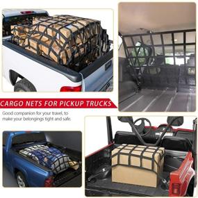 img 1 attached to 🚚 1100LBS Capacity SurmountWay Truck Bed Cargo Net 3.5'x 4.1' - Rugged Heavy Duty Cargo Net for Pickup Trucks with Cam Buckles & S-Hooks (42" x 50")