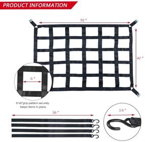 img 3 attached to 🚚 1100LBS Capacity SurmountWay Truck Bed Cargo Net 3.5'x 4.1' - Rugged Heavy Duty Cargo Net for Pickup Trucks with Cam Buckles & S-Hooks (42" x 50")