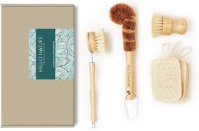 img 3 attached to 🌱 HELLO NATURE 6pcs Plant-Based Kitchen Brush Set: Sustainable & Biodegradable Bamboo Dish Brush, Bottle Brush, Pot Brush & 3 Natural Loofah Sponges - Zero-Waste, Plastic-Free Kitchen Set