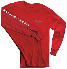 img 1 attached to 👕 C6 Corvette Men's Long Sleeve Shirt - Red with Corvette Script on Sleeve: Stylish and Comfortable