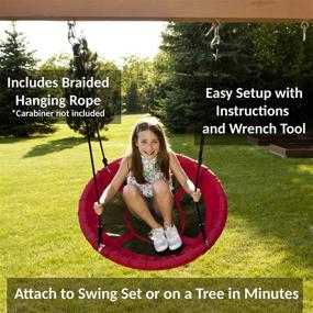 img 2 attached to 🌳 WONKAWOO Platform Tree Swing: 40 Inch Diameter Saucer Swing with Adjustable Height - Perfect for Outdoor and Indoor Fun!