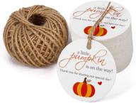 🎃 100pcs wrapaholic pumpkin gift tags with string: kraft paper tags with 100 feet natural jute twine for weddings, baby showers, party favors - pumpkin fall tags included logo