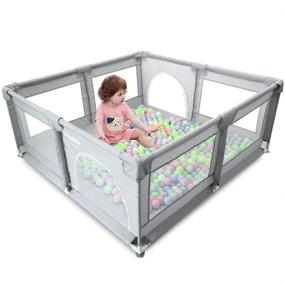 img 4 attached to 🧸 Extra Large Babay Playpen: Indoor & Outdoor Activity Center with Anti-Slip Base, Sturdy Safety Fence & Super Soft Breathable Mesh