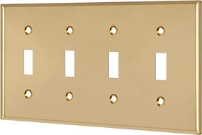 img 3 attached to 🔳 Premium Stainless Steel 4-Gang Toggle Light Switch Metal Wall Plate by ENERLITES, Corrosion Resistant, 4.50"x8.19", Polished Brass, Gold - 7714-PB
