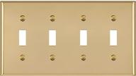 🔳 premium stainless steel 4-gang toggle light switch metal wall plate by enerlites, corrosion resistant, 4.50"x8.19", polished brass, gold - 7714-pb logo