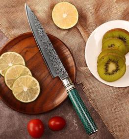 img 3 attached to Japanese Damascus Chef Knife - 6 Inch Utility Paring Knife, VG10 High Carbon 67-Layer Blade for Kitchen, Fruit & Vegetable Cutting, Chopping, and Carving