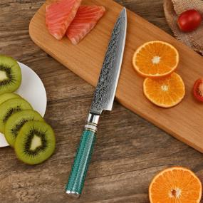 img 2 attached to Japanese Damascus Chef Knife - 6 Inch Utility Paring Knife, VG10 High Carbon 67-Layer Blade for Kitchen, Fruit & Vegetable Cutting, Chopping, and Carving