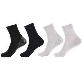 img 4 attached to 🧦 Makhry 2 Pairs Moisturizing Spa Gel Socks: Ideal Solution to Nourish & Revive Hard, Dry, Cracked Skin – Men's Size 6-11 (L, Black & Grey)