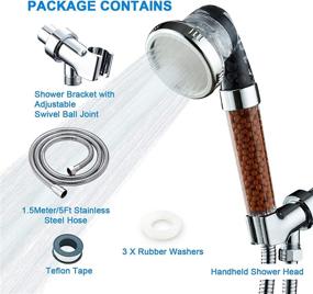 img 1 attached to 🚿 KAIREY Shower Head: Ultimate 3-Function High Pressure Water Saving Handheld Showerhead with Filter and Anion Energy Ball for Purified Water - Complete with Hose and Bracket