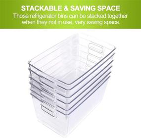 img 1 attached to 🧊 6-Pack UXIAN Refrigerator Organizer Bins - Stackable Clear Fridge Storage for Kitchen, Pantry, Freezer, Cabinets - BPA-Free Plastic Food Storage Bins - 10.1” x 6” x 5.2”