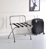 🛄 kings brand furniture - foldable high back luggage rack in chrome and black metal logo