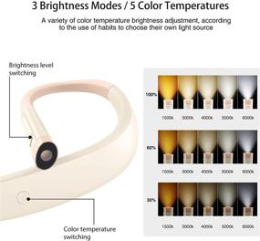 img 2 attached to 📚 SingHong USB Rechargeable Neck Reading Light for Knitting, Crafting, Crochet - 5 Color Temperatures, 3 Brightness Levels, Perfect Bedtime Reading with Amber Lighting (Off-White)