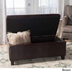 img 3 attached to 🪑 Mataeo Brown Contemporary Bonded Leather Ottoman with Storage