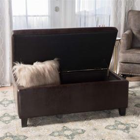 img 2 attached to 🪑 Mataeo Brown Contemporary Bonded Leather Ottoman with Storage