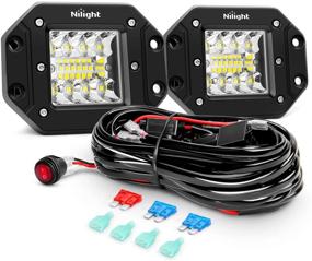 img 4 attached to 🚗 Nilight 2 шт. 42W светодиодные прожекторы Flush Mount: превосходные прожекторы комбинированного типа Spot Flood с комплектом проводов - установка на решетке фары заднего хода | Гарантия 2 года (ZH413)