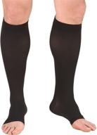 🧦 truform compression stockings: 30-40 mmhg knee high, open toe, black for men and women (large size) логотип