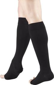 img 1 attached to 🧦 Truform Compression Stockings: 30-40 mmHg Knee High, Open Toe, Black for Men and Women (Large Size)