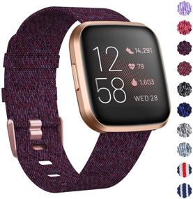 img 3 attached to KIMILAR 4-Pack Woven Bands: Soft Breathable Versa Replacement Bands for Fitbit Versa/Fitbit Versa 2/Fitbit Versa Lite Edition - Adjustable and Compatible with Men and Women