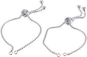 img 4 attached to 10 Strand 9-inch Stainless Steel Adjustable Slider Bracelet with Hypoallergenic Extender Chains for Women - UNICRAFTALE Semi-Finished DIY Bracelet Chain featuring Ball Ends