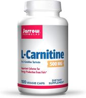 увеличьте производство энергии с помощью jarrow formulas l-carnitine 500 мг - 100 вегетарианских капсул - важный кофактор для генерации атф из жиров - л-карнитин тартрат - до 100 порций. логотип