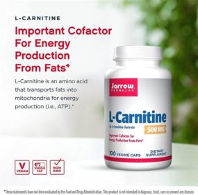 img 2 attached to Увеличьте производство энергии с помощью Jarrow Formulas L-Carnitine 500 мг - 100 вегетарианских капсул - важный кофактор для генерации АТФ из жиров - Л-карнитин тартрат - до 100 порций.