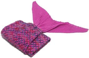 img 1 attached to 🧜 Transform Bedtime with the Amyhomie Mermaid Tail Blanket: A Cozy Crochet All-Seasons Sleeping Blanket for Kids - Perfect Mermaid Gift for Girls (Rose-Rainbow,Kids)