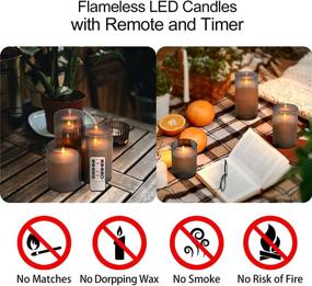 img 1 attached to 🕯️ SILVERSTRO Battery Operated Candles with Remote Control, Amber Flame Moving in Electroplated Gray Glass, LED Realistic Flameless Candles for Christmas Wedding Party Home Decorations - Set of 3