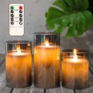 🕯️ silverstro battery operated candles with remote control, amber flame moving in electroplated gray glass, led realistic flameless candles for christmas wedding party home decorations - set of 3 логотип