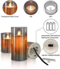 img 2 attached to 🕯️ SILVERSTRO Battery Operated Candles with Remote Control, Amber Flame Moving in Electroplated Gray Glass, LED Realistic Flameless Candles for Christmas Wedding Party Home Decorations - Set of 3