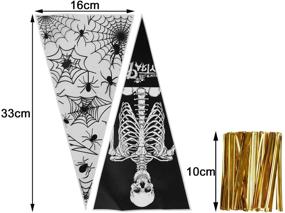 img 3 attached to 🎃 Halloween Cellophane Treat Bags - 200 Count | Flat Clear Cello Goodie Bags with Pumpkin, Witch, and Bat Patterns | Perfect Candy, Cookies, and Gift Bags | Includes 200 Twist Ties | Ideal for Halloween Party Favors