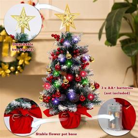 img 1 attached to Fayavoo Mini Christmas Tree - 24 Inches Artificial Tabletop Tree with 🎄 50 LED Lights and Christmas Ball Ornaments - Table Top Xmas Tree Decorations