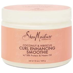 img 4 attached to Крем для улучшения завитков SheaMoisture Smoothie: питательный кокос и гибискус для густых, кудрявых волос - без сульфатов и парабенов, 12 унций