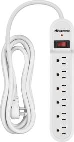 img 4 attached to ⚡ DEWENWILS 6-Outlet Surge Protector Power Strip with 10FT Long Extension Cord, 560Joules Surge Protection, 15 Amp Circuit Breaker, Low Profile Flat Plug, Wall Mountable - White, UL Listed