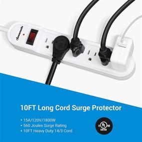 img 3 attached to ⚡ DEWENWILS 6-Outlet Surge Protector Power Strip with 10FT Long Extension Cord, 560Joules Surge Protection, 15 Amp Circuit Breaker, Low Profile Flat Plug, Wall Mountable - White, UL Listed