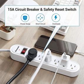 img 1 attached to ⚡ DEWENWILS 6-Outlet Surge Protector Power Strip with 10FT Long Extension Cord, 560Joules Surge Protection, 15 Amp Circuit Breaker, Low Profile Flat Plug, Wall Mountable - White, UL Listed