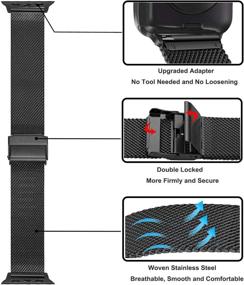 img 2 attached to 🕗 Талисман трели TRUMiRR изготовленный из сетчатой нержавеющей стали - чёрный ремешок для Apple Watch Series 6 38 мм 40 мм: идеальная замена для iWatch SE Series 6 5 4 3 2 1 - мужчины и женщины.