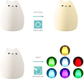 img 1 attached to Rechargeable Silicone LED Cute Cat Night Light for Kids Bedroom Decor - Color Changing Animal Lamp for Children, Tap Sensor Control - 7-Color Changing/Warm White Mode