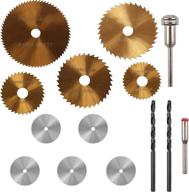 🔪 hss saw blade, prommon 5-piece ti-coated rotary tool saw blades set & 5-piece stainless steel wood cutting wheel discs set & 2-piece 3mm twist drill bit set for rotary tools (pack of 12-pieces) logo