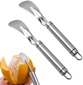 img 4 attached to 🍊 Efficient Orange Peeler Cutter Set: 2-Piece Stainless Steel Orange Citrus Peelers with Curved Handle – Essential Kitchen Gadget for Easy Fruit and Vegetable Preparation