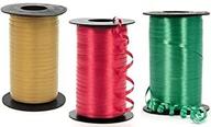 🎁 christmas curling ribbon set - red, emerald, and gold colors, 350 yards each logo